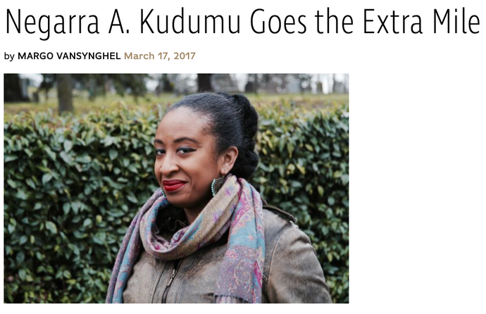 Negarra A. Kudumu Goes the Extra Mile, City Arts